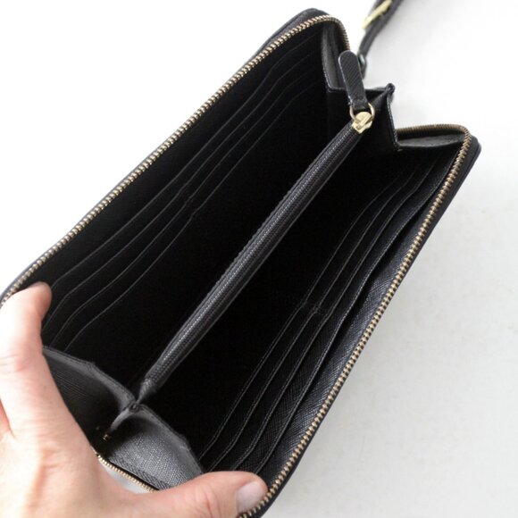 Coach Legacy Signature Double Accordion Zip Wristlet Wallet Khaki Black - Picture 7 of 8